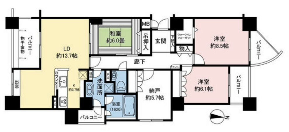 間取り図 天然温泉が住戸で利用できるマンションです！