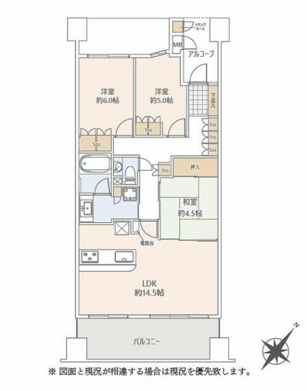 間取り図 ●日当たり・眺望良好な5Fのお部屋 ●リフォームされた綺麗なお部屋で新生活をスタートできます ●大切なペットと暮らせます（細則あり）