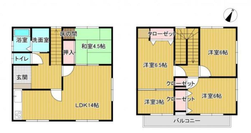間取り図 【間取り図】4LDKの住宅になります。4部屋あることでそれぞれのプライバシーを確保しながら暮らせます。 また、キッズスペースや客用の寝室として使ったり、テレワーク用の仕事部屋として活用することもできますね。