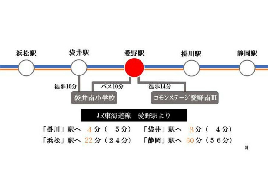 区画図 交通アクセス図袋井ICまでお車で約14分、JR愛野駅まで徒歩9分。