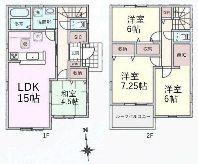 間取り図 建物面積:96.05平米、全室収納あり4LDK