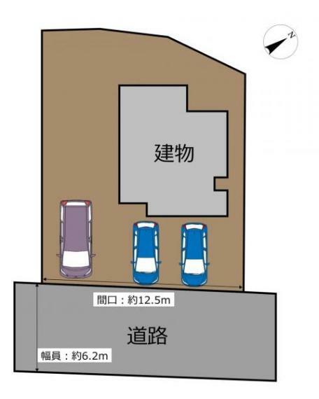 区画図 【区画図】駐車3台可能です。週末はもちろん平日でもご案内可能です。（要相談）（定休日火曜日水曜日除く）