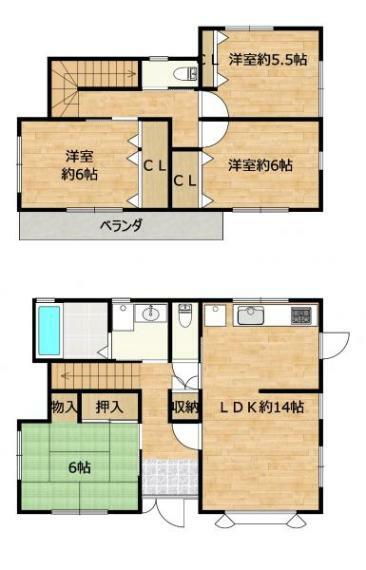 間取り図 【間取り】1階1部屋、2部屋3部屋の4LDKの間取りです。