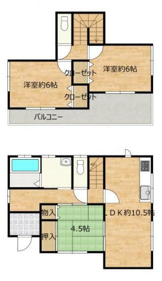 間取り図 間取図です。3LDKの間取です。1階には和室があるので憩いの場としても使えますね。