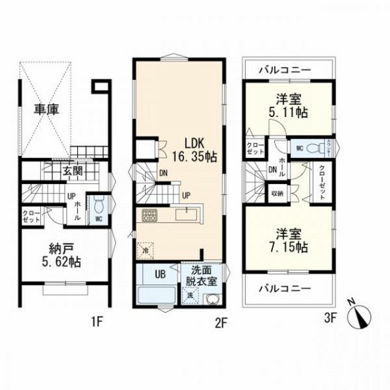 間取り図 3号棟間取図　2LDK＋S