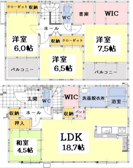 間取り図 4LDK、土地面積225.48平米、建物面積115.09平米