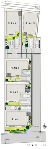 区画図 LANDSCAPE  カースペースや外構空間の工夫により開放的な街並を演出