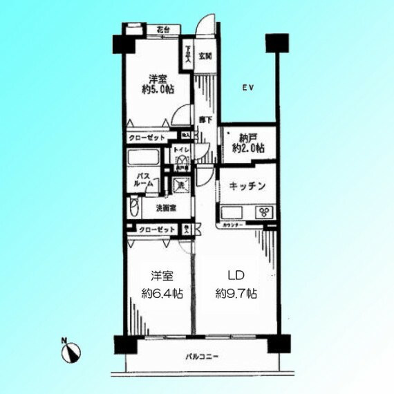 間取り図 収納に便利な納戸があるお部屋