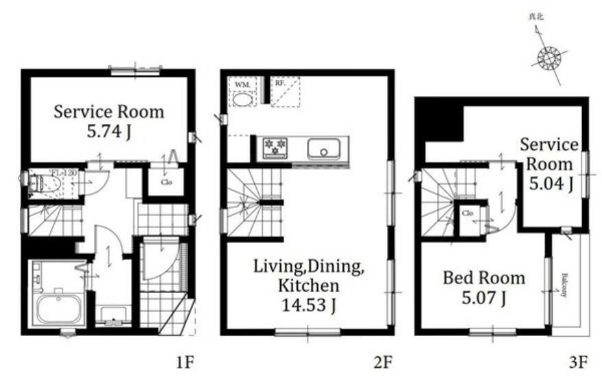1号棟: LDKと居室の階層を分けることでお互いのプライバシーをしっかり確保TVモニタ付きインターホンやタッチキーなどセキュリティ面にも配慮した新邸です