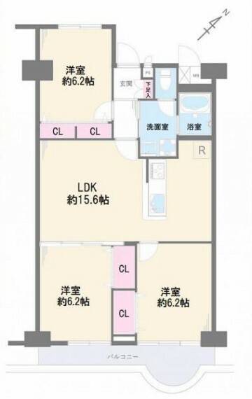 間取り図 全居室6帖以上＆収納付きのゆとりあるお住まい！家族みんながのんびりとくつろげそうです。