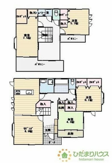 間取り図 広々4LDKの間取りは、家族が増えても住み続けられるお家です