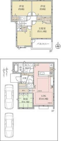【間取図】2階居室は間仕切壁を設置、削除することで部屋数を増減することが可能です。（別途有償工事が必要）
