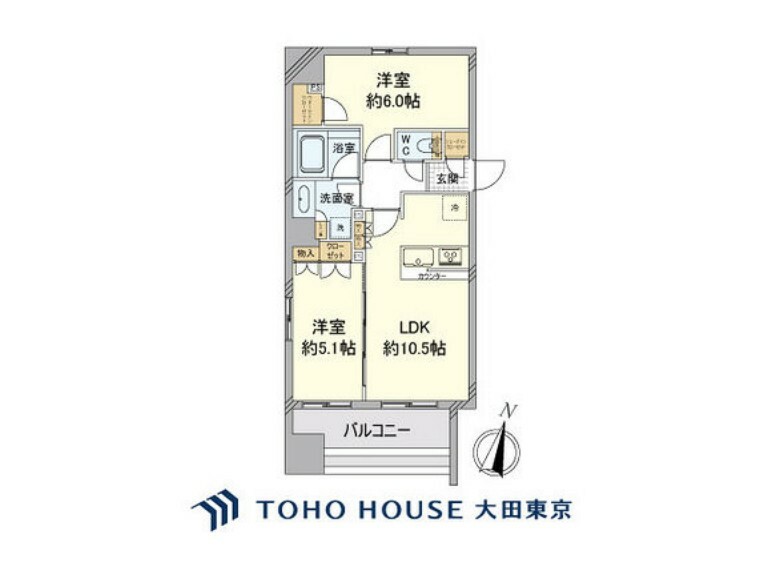 間取り図 2LDK、専有面積50.23m2、バルコニー面積8.28m2