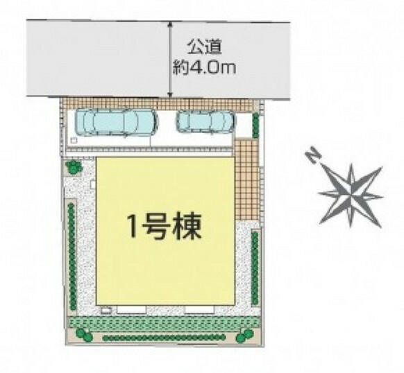 区画図 区画図です。セカンドカーや来客時に便利な駐車場2台分（車種による）です。