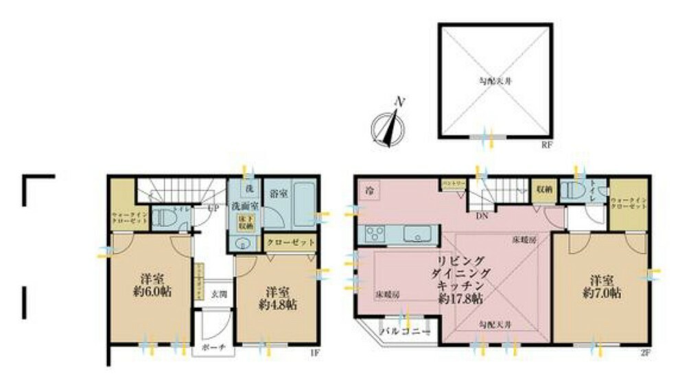 間取り図 3LDK、土地面積74.14平米、建物面積99.88平米