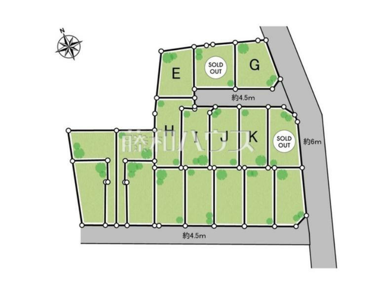 区画図 【E号地】全体区画図　【調布市深大寺南町4丁目】