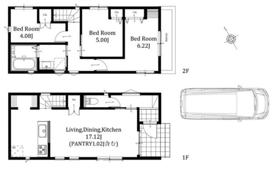 間取り図 3号棟: LDKには対面式キッチン採用しておりご家族との会話も弾みますキッチンやリビングに収納スペースがあり日用品などもストックできます