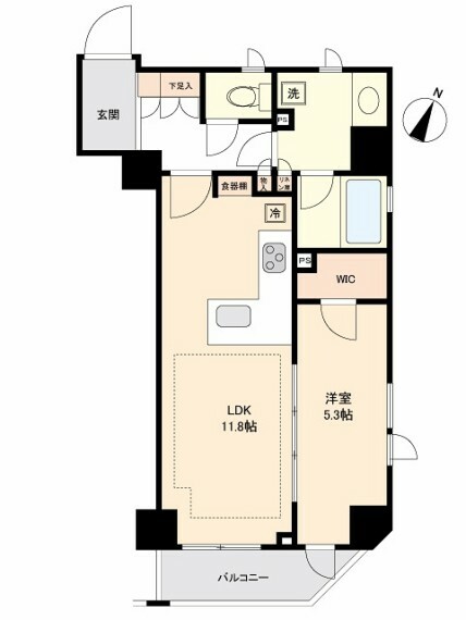 オープンレジデンシア日本橋三越前(1LDK) 10階の間取り