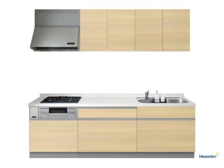 【同仕様画像】キッチンはL字型のものを採用します。コンロ側幅約165cm、シンク側幅約195cmと広々しています。※カラーは変更となります。