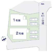 2号棟:配置図になります。敷地内2台駐車可能です。