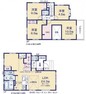 間取り図 1号棟:24.3帖の広々としたリビングの天井は吹抜けで、更に開放感のある空間です！WICが2ヵ所もあり収納もたっぷりできます！