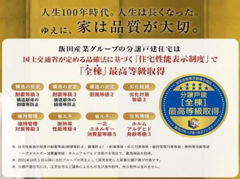 構造・工法・仕様 品質保証の目安となる「性能評価書」を取得しているお家なので、長く安心してお過ごし頂けます。