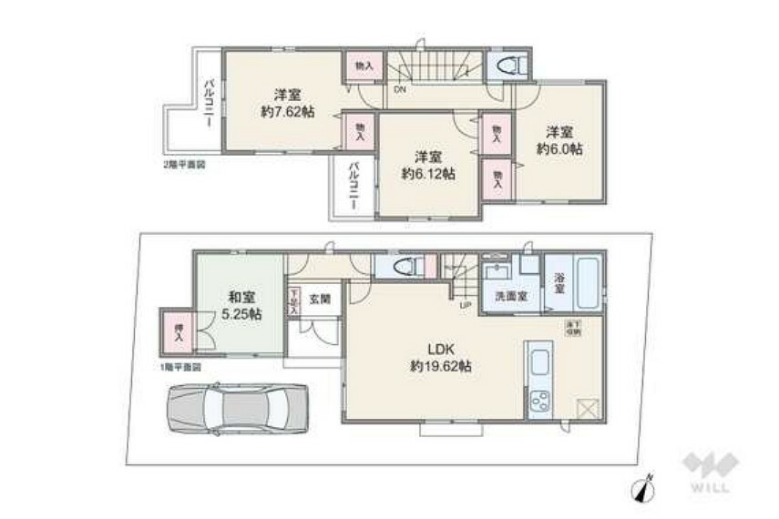 間取り図 間取りは延床面積97.29平米の4LDK。