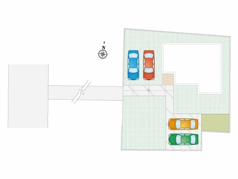 区画図 久喜市鷲宮（全10区画）D号棟　区画図 敷地内で車を転回することができるので自分のペースでゆっくり駐車できます！