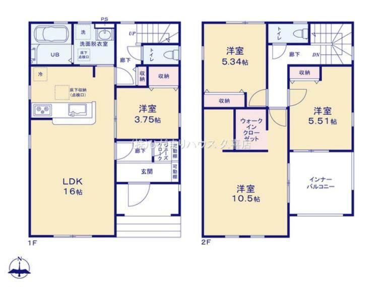 間取り図 人気のインナーバルコニーで急な来客も安心です