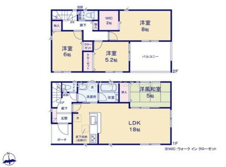 間取り図 収納豊富で片付けが苦手な方も安心の間取！