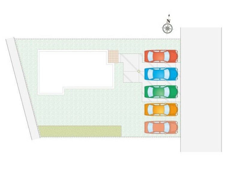 区画図 久喜市鷲宮（全10区画）J号棟　区画図　並列5台駐車可能です。