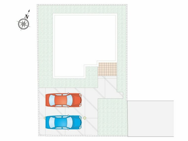 区画図 駐車スペースは並列2台分車の出し入れもしやすいです。