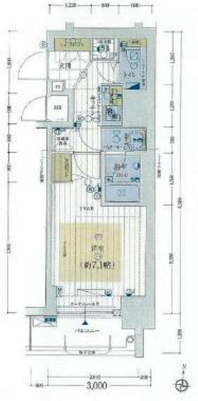 レジュールアッシュ大阪城EAST(1K) 3階の間取り