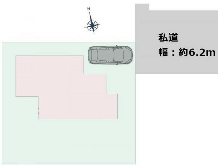 区画図 （区画図）駐車スペースは1台分。ゆとりの前面道路で駐車も落ち着いてできそうです。