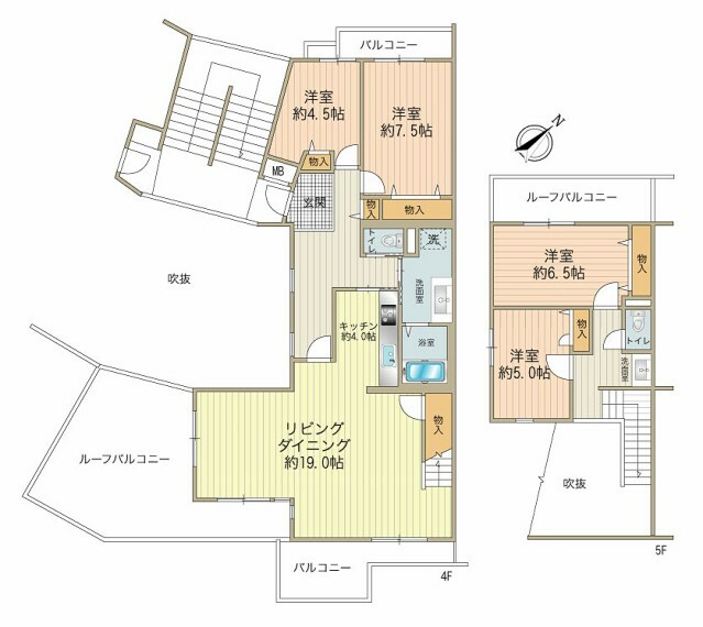 間取り図 専用使用権部分を含め生活空間面積166.96平米の邸宅