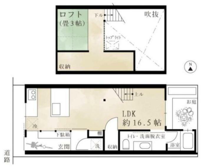 間取り図 LDK＋ロフト＋お庭