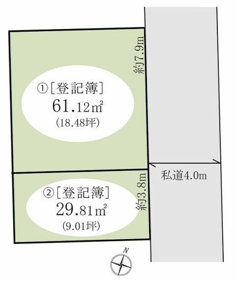 区画図 土地面積90.93平米