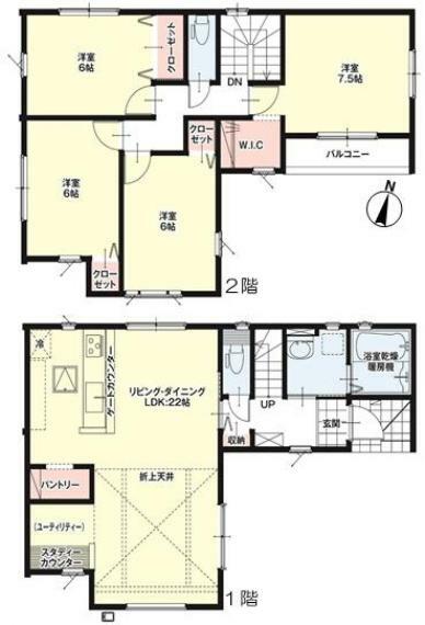 間取り図 全室2面採光の明るい室内！