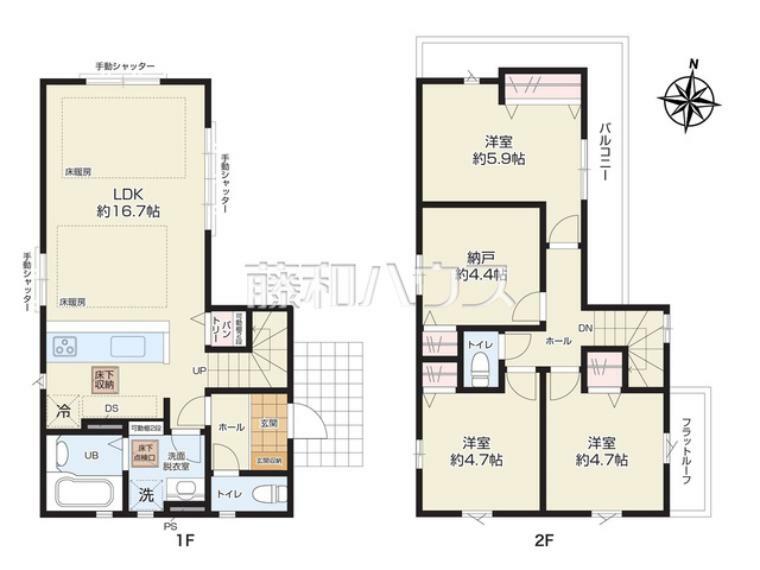 間取り図 間取図　家族の集まるLDKはゆったり約16.7帖　【東久留米市中央町1丁目】