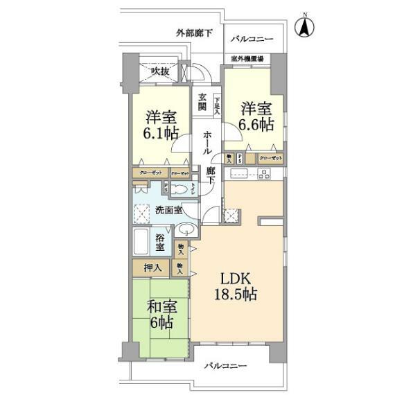 間取り図 角部屋につき二面採光で陽当たり良好！ぜひ現地でご確認ください