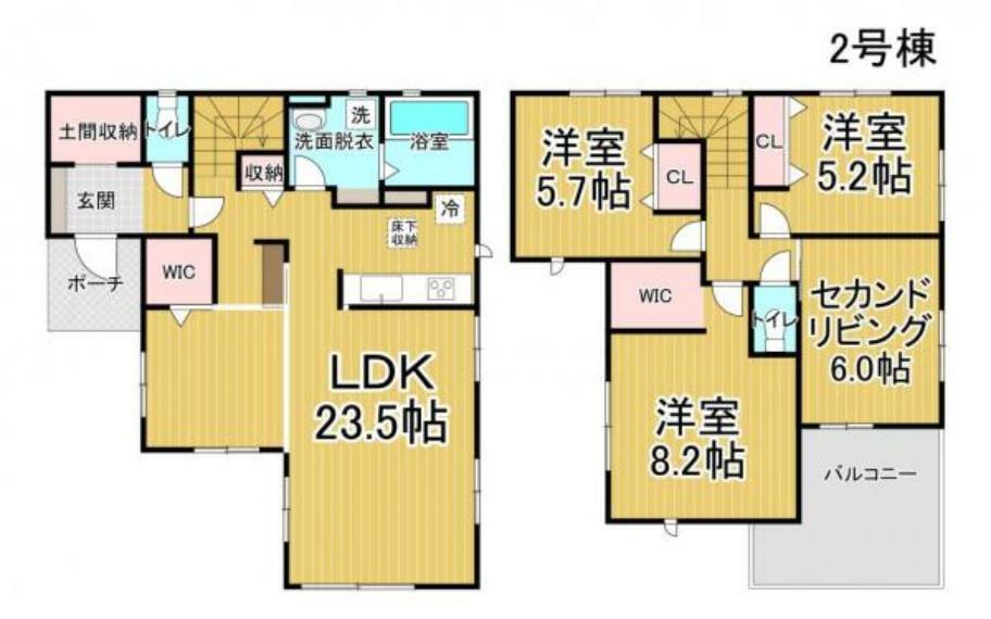 2号棟:2階に4部屋ありプライベート空間も確保できますね。