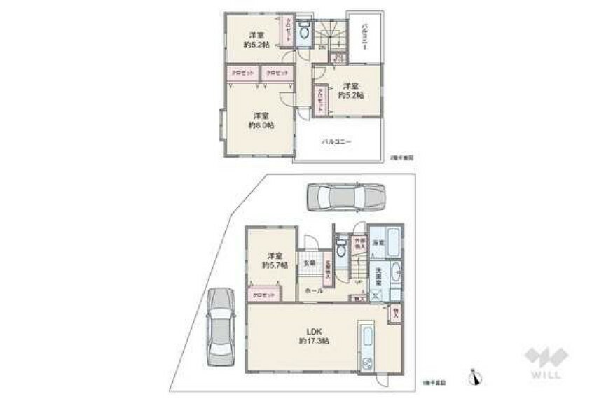 間取り図 間取りは延床面積104.23平米の4LDK。