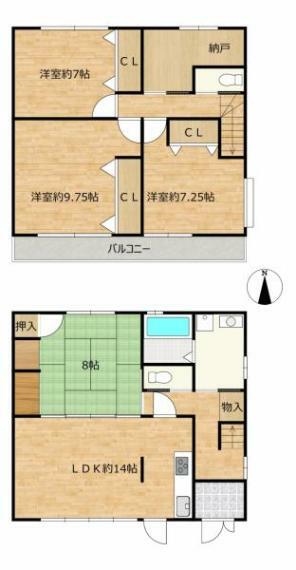 間取り図 【間取図】4SLDKのお家です。部屋数も十分なので大人数でもお暮しいただけます。2階にもトイレがあるので生活しやすいですよ。