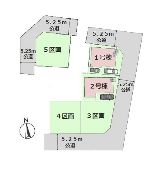 区画図 ■土地面積:119.89平米（36.26坪）の建築条件なし売地