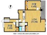 間取り図 24.3帖のリビングを中心とした2LDKの間取りです静かな住宅街にたたずむ重厚感あるお家。落ち着いた色合いが素敵ですね。