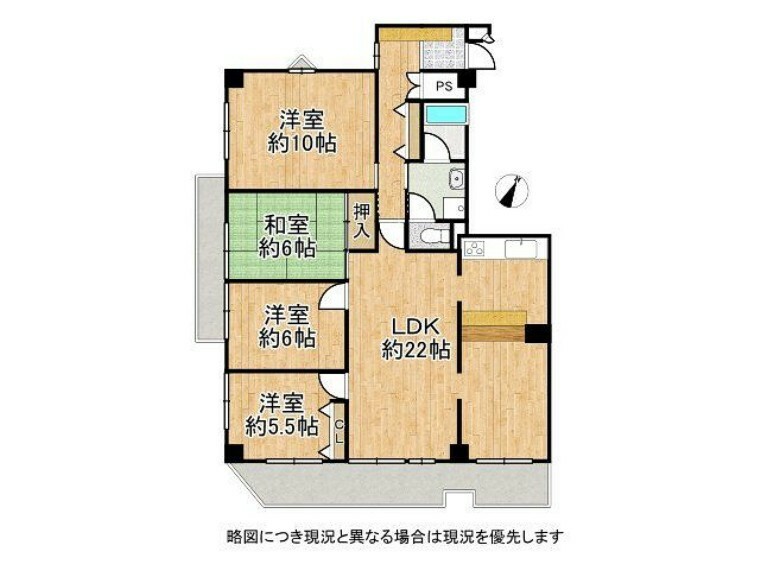 間取り図 ゆったり設計の4LDK！各居室に収納スペースを確保しています。居住空間を広々と使用して頂けます。