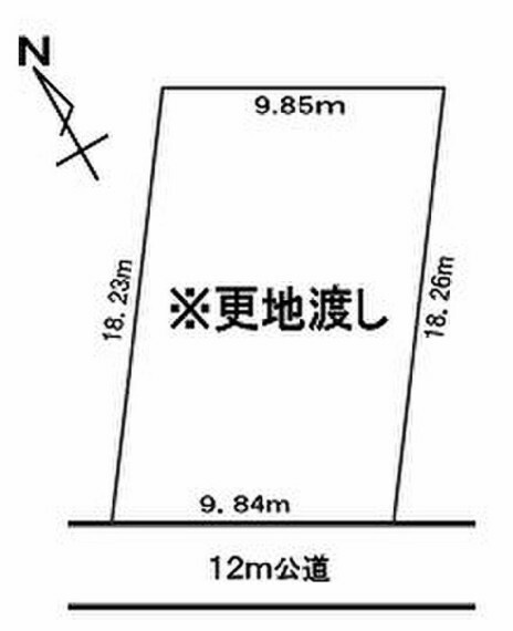 区画図 土地面積173.19m2（52.38坪）。建築条件なし。お好きなハウスメーカーで建築できます。