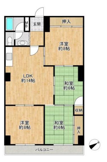 近隣エリア内では珍しい専有面積80m2超を誇る、解放的な大空間のお家です。間取りは4LDKとなり、各部屋6帖以上ございますので、ゆとりある新生活を送られます！