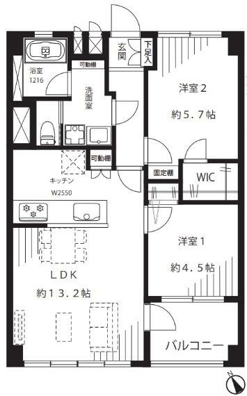 間取り図 【間取り】58.88平米2LDK