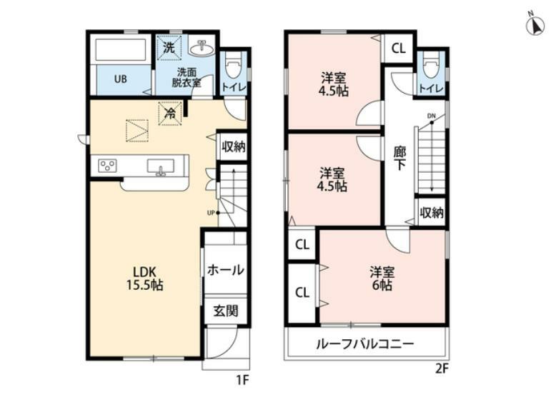 間取り図 南向きルーフバルコニーで日当たり良好＾＾ 全居室収納とリビング収納、廊下収納もあり収納がはかどります＾＾